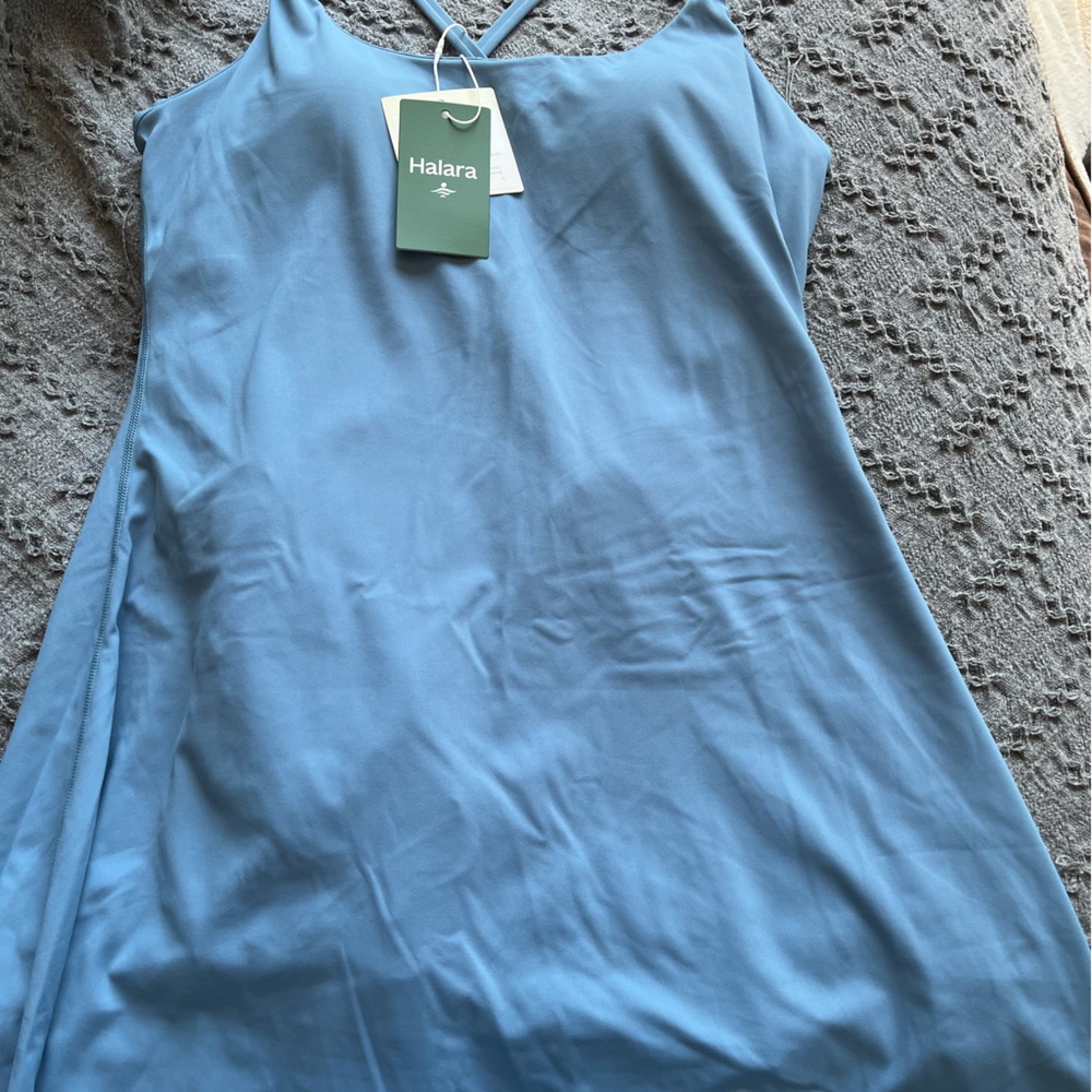 Halara Softly Zero Plush Active backless dress with *Easy Peazy* bottoms